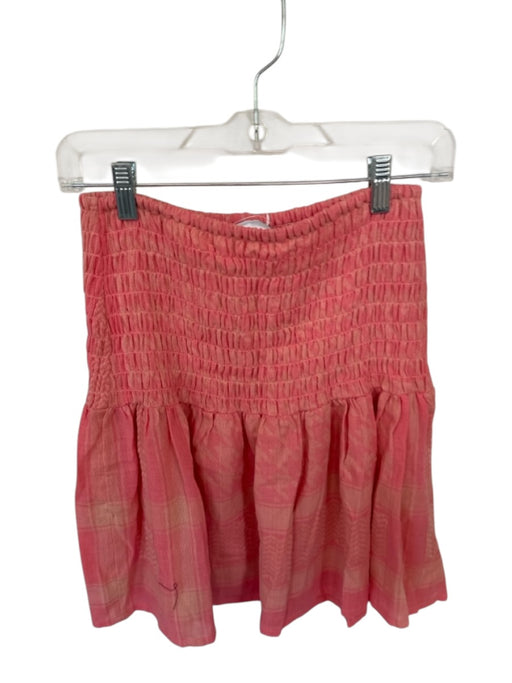 Summery Copenhagen Size S Coral Pink Cotton Smocked Chevron Skirt Coral Pink / S