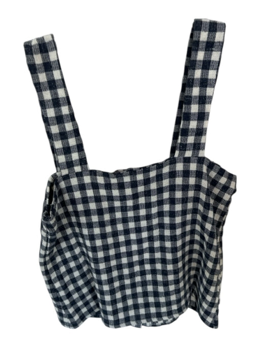 Rita Row Size M Navy & Cream Cotton Blend Sleeveless Checkered Buttons Top Navy & Cream / M