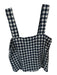 Rita Row Size M Navy & Cream Cotton Blend Sleeveless Checkered Buttons Top Navy & Cream / M