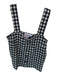 Rita Row Size M Navy & Cream Cotton Blend Sleeveless Checkered Buttons Top Navy & Cream / M