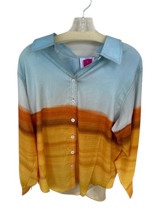 C/Meo Collective Size XS Blue & Orange Polyester Long Sleeve Ombre Top Blue & Orange / XS