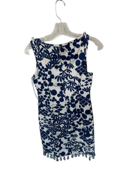 Trina Turk Size 2 Navy & white Rayon Blend Sleeveless Flowers Tassels Dress Navy & white / 2