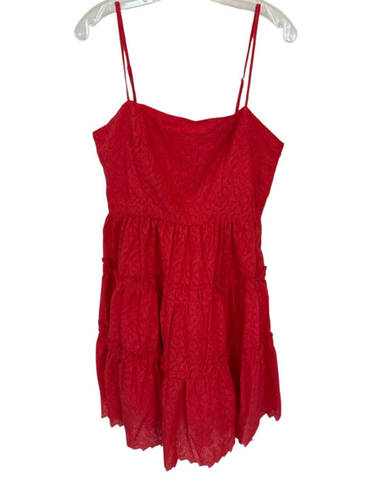 Lalibela Size L Red Cotton Spaghetti Strap Eyelet Side Zip Dress Red / L