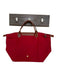 Longchamp Red & Brown Nylon Leather Top Handle Zip Close Tote Bag Red & Brown / M