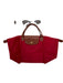Longchamp Red & Brown Nylon Leather Top Handle Zip Close Tote Bag Red & Brown / M