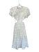Lalibela Size S White Cotton Short Sleeve Embroidered Flowers Maxi Dress White / S