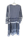 Cecilie Copenhagen Size XS White & Navy Cotton Long Sleeve Chevron Detail Dress White & Navy / XS