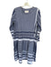 Cecilie Copenhagen Size XS White & Navy Cotton Long Sleeve Chevron Detail Dress White & Navy / XS