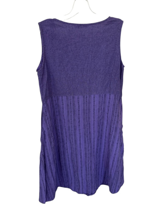 Cut Loose Size S Purple & Black Cotton Sleeveless Lines V Neck Dress Purple & Black / S