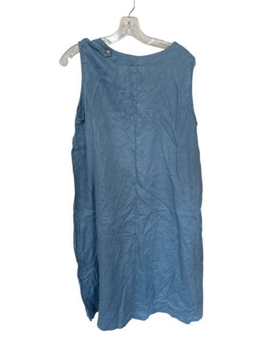 Lintico Size L Slate Blue Linen Sleeveless Solid Midi Dress Slate Blue / L