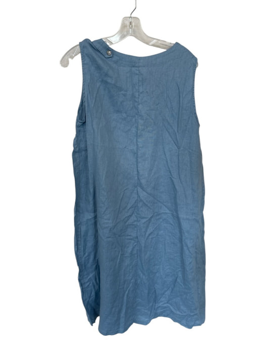 Lintico Size L Slate Blue Linen Sleeveless Solid Midi Dress Slate Blue / L