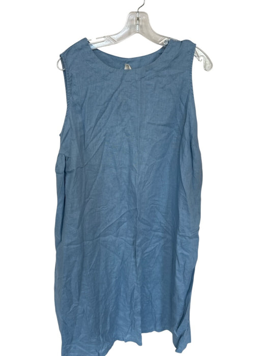 Lintico Size L Slate Blue Linen Sleeveless Solid Midi Dress Slate Blue / L
