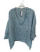 Lintico Size L Baby Blue Linen Long Sleeve V Neck Top Baby Blue / L