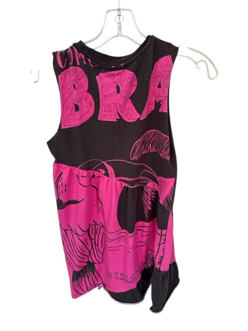 Farm Rio Size XXS Black & Pink Cotton Sleeveless Birds Palm Tree Dress Black & Pink / XXS