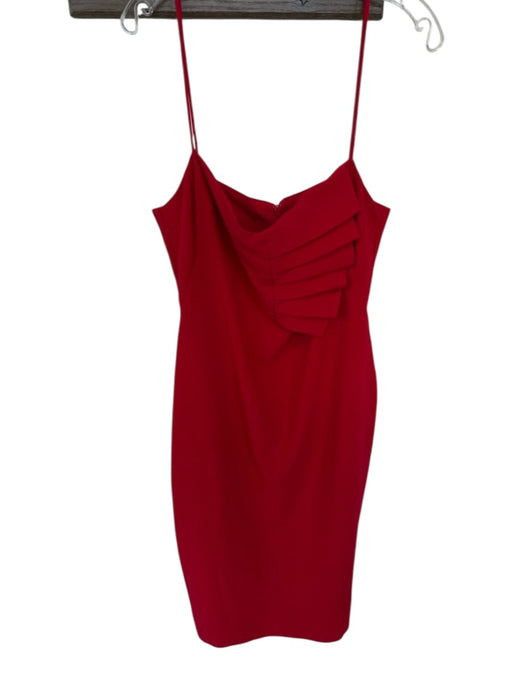 Black Halo Size 14 Red Spaghetti Strap Pleat Detail Back Zip Dress Red / 14