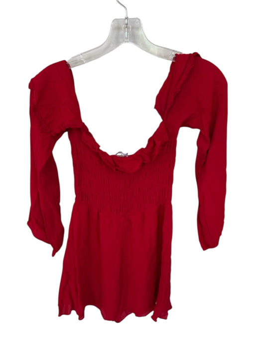 Reformation Size 0 Red Off Shoulder smocked Long Sleeve Dress Red / 0