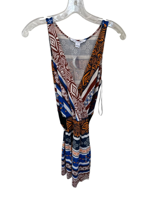 Diane Von Furstenberg Size 8 Brown & Blue Silk Sleeveless Elastic Waist Dress Brown & Blue / 8