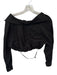 A.L.C. Size 0 Black Cotton Long Sleeve Collar Cropped Top Black / 0