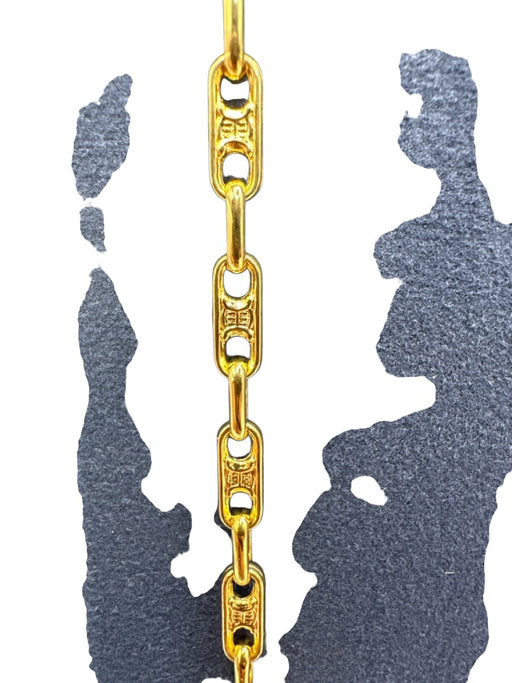 Celine Gold Metal Logo Long Necklace Gold