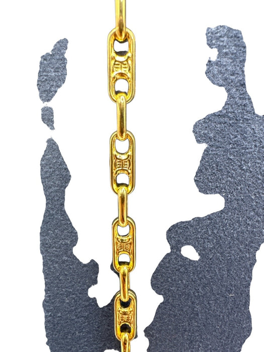 Celine Gold Metal Logo Long Necklace Gold