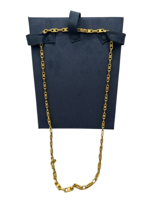 Celine Gold Metal Logo Long Necklace Gold