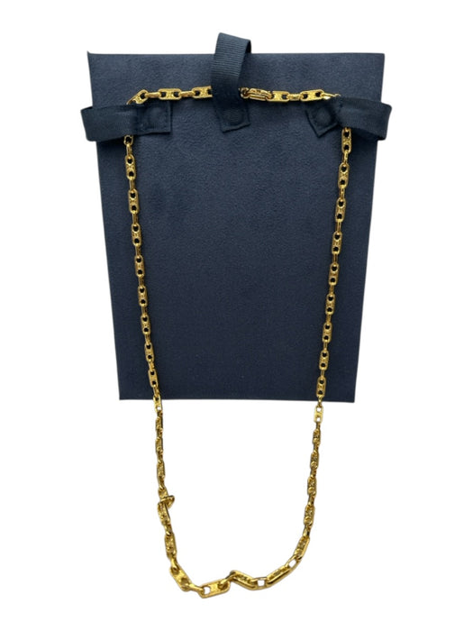 Celine Gold Metal Logo Long Necklace Gold