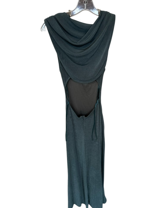 Tojha Size 4 Teal Green Polyester Blend Sleeveless Cape Back Gathered Front Gown Teal Green / 4