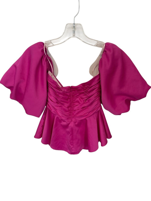 AMUR Size 2 Magenta Recycled Polyester Off Shoulder Pleated Back Zip Top Magenta / 2