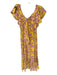 Sachin & Babi Size 2 Yellow & Purple Polyester Flutter Sleeves Flowers Dress Yellow & Purple / 2