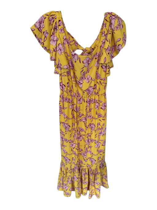 Sachin & Babi Size 2 Yellow & Purple Polyester Flutter Sleeves Flowers Dress Yellow & Purple / 2