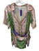 Misa Size M Mauve & Green Polyester Long Sleeve Flowers Front Tie Collar Dress Mauve & Green / M