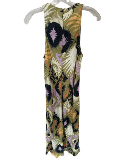 Untitled in Motion Size M Green & Purple Linen Blend Sleeveless Flowers Dress Green & Purple / M