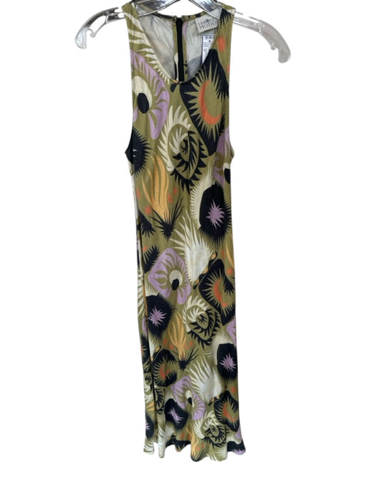 Untitled in Motion Size M Green & Purple Linen Blend Sleeveless Flowers Dress Green & Purple / M