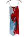 Significant Other Size 4 Red & Blue Linen Blend Tie Straps Flower Lined Dress Red & Blue / 4