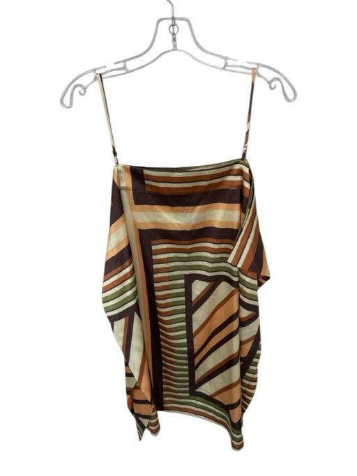Misa Size M Brown & Green Polyester Spaghetti Strap Striped Dress Brown & Green / M