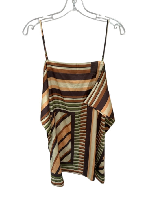Misa Size M Brown & Green Polyester Spaghetti Strap Striped Dress Brown & Green / M