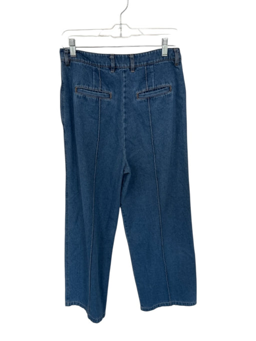 Rosetta Getty Size 8 Med Dark Wash Cotton High Waist Wide Leg Jeans Med Dark Wash / 8