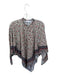 Rosetta Getty Size M Taupe & Navy Cotton Long Sleeve Flowers Asymetrical Top Taupe & Navy / M