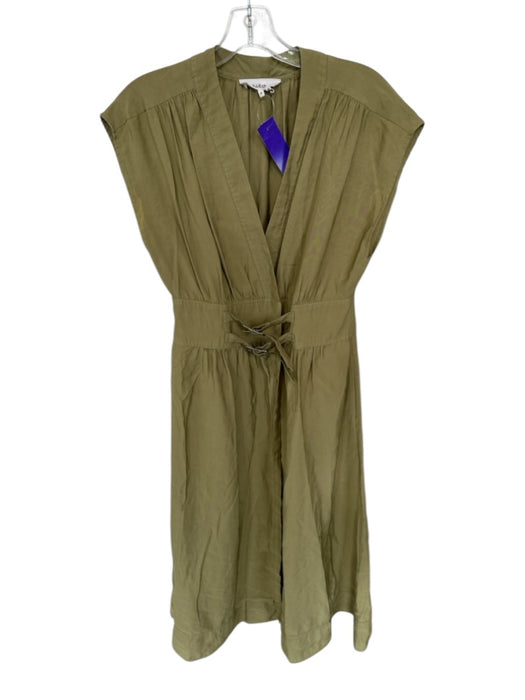 Ba&sh Size M Olive Green Cap Sleeve Front Buckle Maxi Dress Olive Green / M