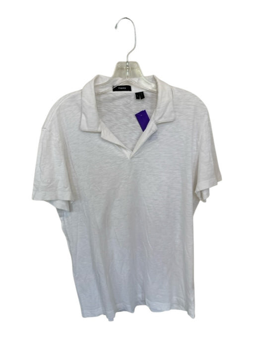 Theory Size L White Cotton Solid Men's Polo White / L