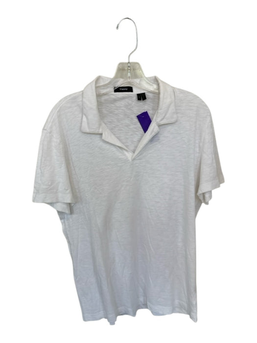 Theory Size L White Cotton Solid Men's Polo White / L