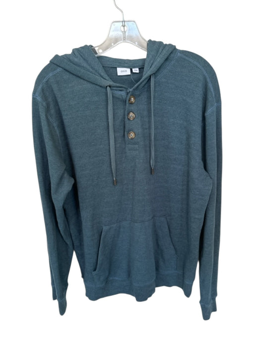 Onia Teal Cotton Waffle Buttons Long Sleeve Men's Hoodie Teal / M