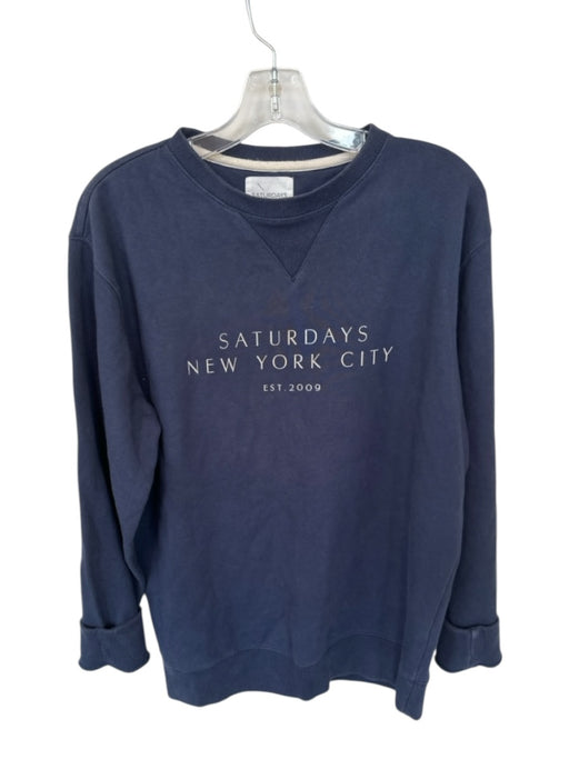 Saturdays New York City Size L Navy & White Cotton Graphic Crew Neck Sweatshirt Navy & White / L