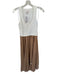 Cinq a Sept Size M White & Bronze Sleeveless Ribbed Pleated Maxi Dress White & Bronze / M