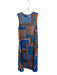 Misa Size S Blue & Brown Polyester Sleeveless Flowers Shapes Maxi Dress Blue & Brown / S