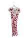 Rixo Size M Cream & Magenta Viscose Blend Cap Sleeve Roses Lace Trim Maxi Dress Cream & Magenta / M