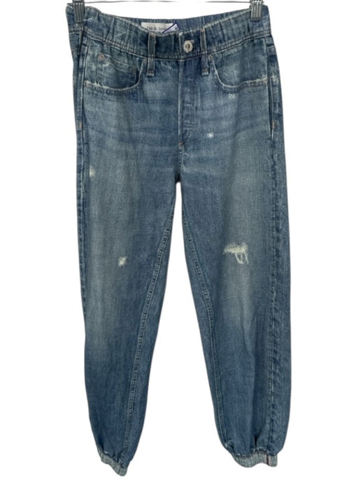 Rag & Bone Size XS Med Dark Wash Cotton Elastic Waist Jean Print Jogger Jeans Med Dark Wash / XS