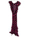 Rixo Size 4 Black & Magenta Viscose Flutter Sleeves Roses Ruffles Low Back Dress Black & Magenta / 4