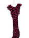 Rixo Size 4 Black & Magenta Viscose Flutter Sleeves Roses Ruffles Low Back Dress Black & Magenta / 4