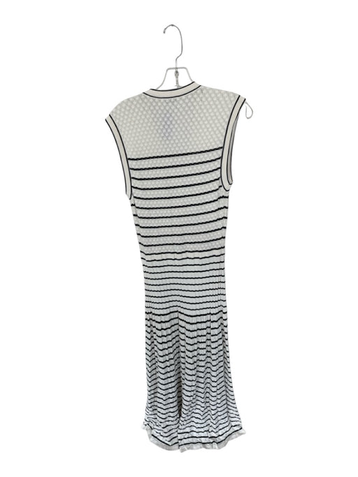 Sandro Size 40 Ivory & Black Viscose Sleeveless Knit Striped Maxi Dress Ivory & Black / 40